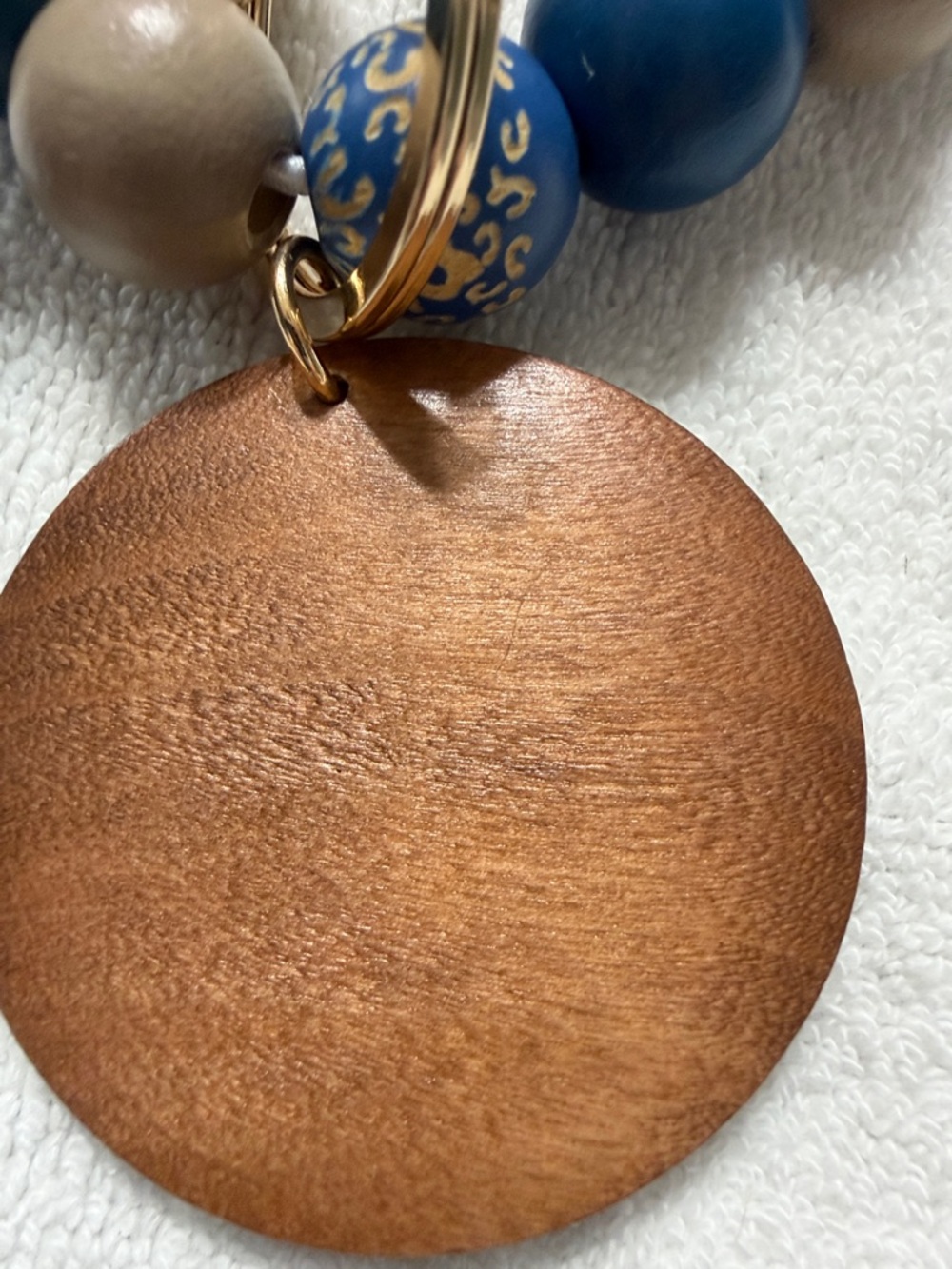 “MAMA”Beaded Keychain Bracelet - Blue Leopard Edition with Blue Tassel - Picture 5 of 8